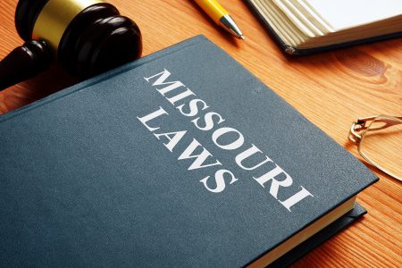 The state Missouri law, gavel and documents. Administrative action